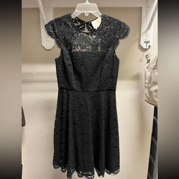 chinese dress ladies Kate Spade Flutter Sleeve Cutwork Dress, Black